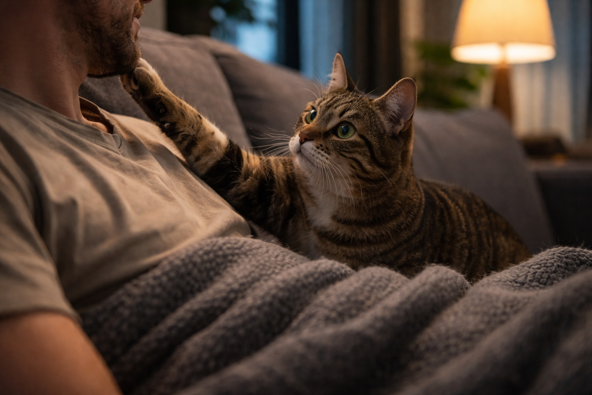 Мягкое касание лапой часто оказывается простым способом быстро получить отклик