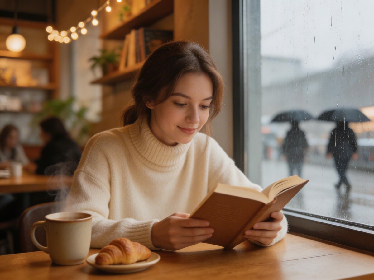 Девушка в кафе. Seedream 5.0 Lite