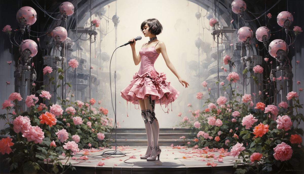 Робот, исполняющий песни для других роботов. Изображение от ИИ Шедеврум