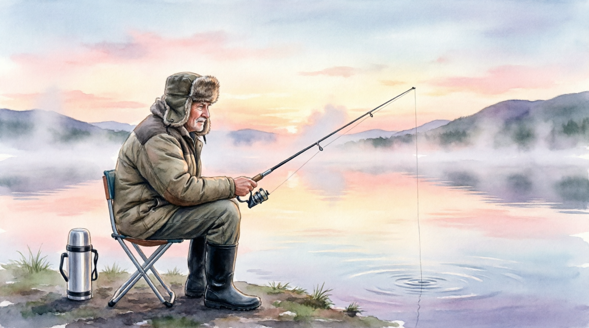 Дед на рыбалке