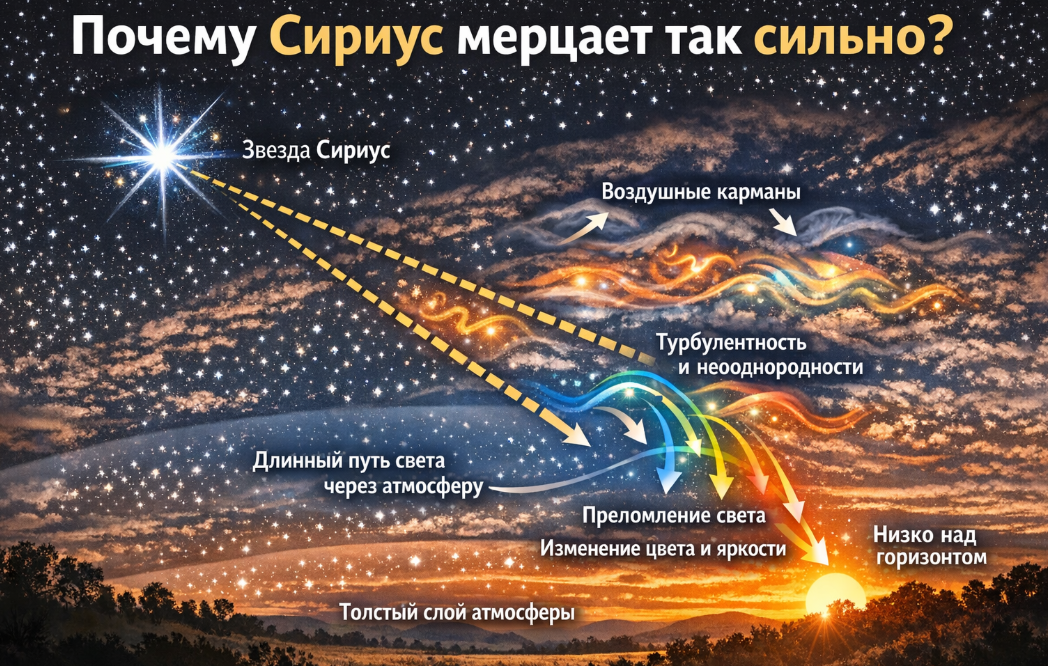 Положение Сириуса и схема явления