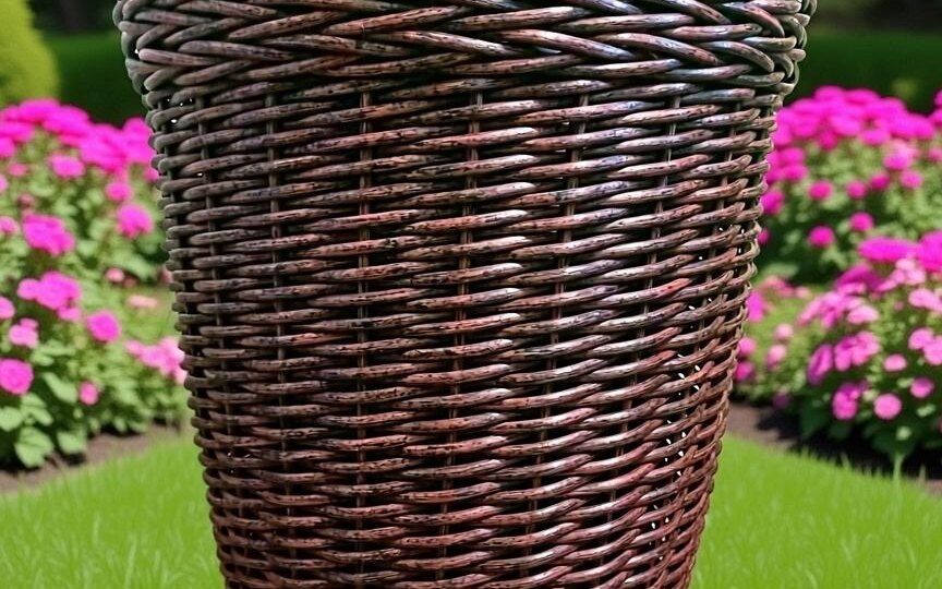 Кашпо-конус. Способ установки стоек и рабочих лоз.