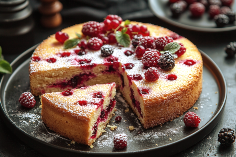 Быстый пирог с замороженными ягодами