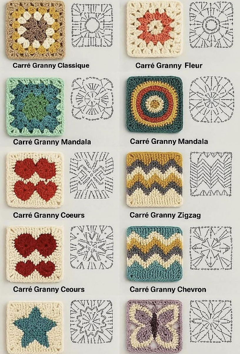 квадратные мотивы крючком