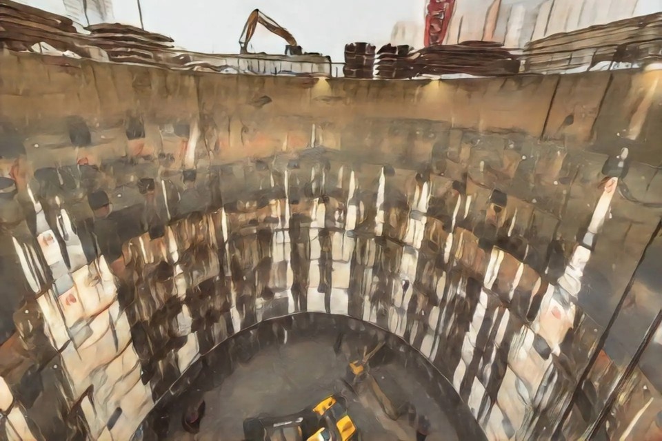    На данный момент котлован достиг глубины 24 метров из 35 проектных. Фото: «Подземник»