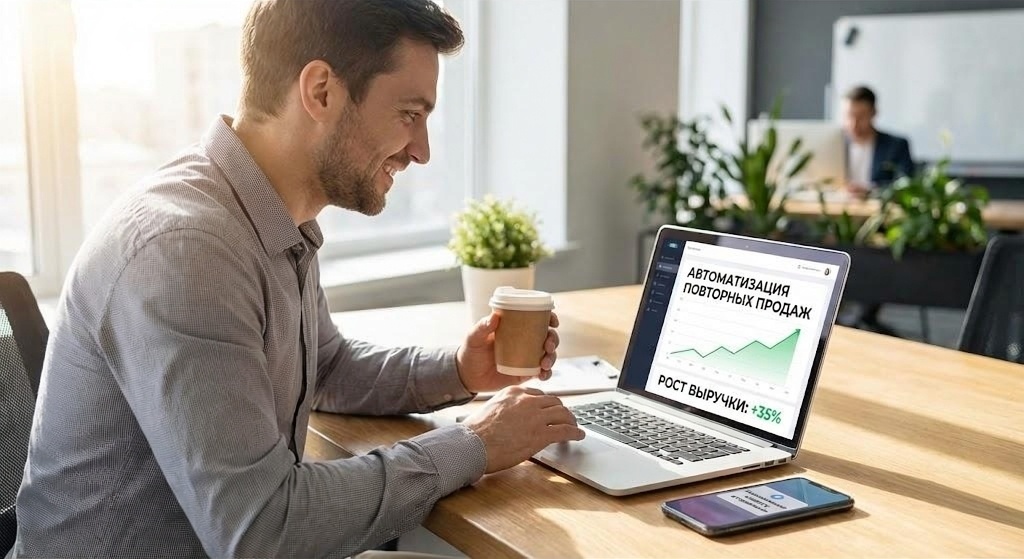 ИИ-ассистент делает автоматическое касание по базе клиентов для повторных продаж без участия менеджера