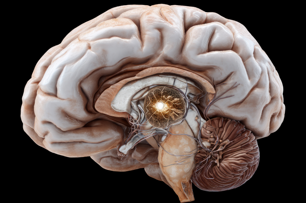 Гипоталамус — это небольшая, но критически важная область в промежуточном мозге, которая служит главным «центром управления» организма. Он объединяет нервную и эндокринную системы, обеспечивая гомеостаз — постоянство внутренней среды. Фото: Pinterest.com