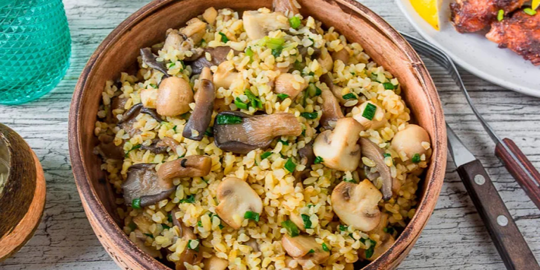 Постный булгур с замороженными белыми грибами от шеф-повара