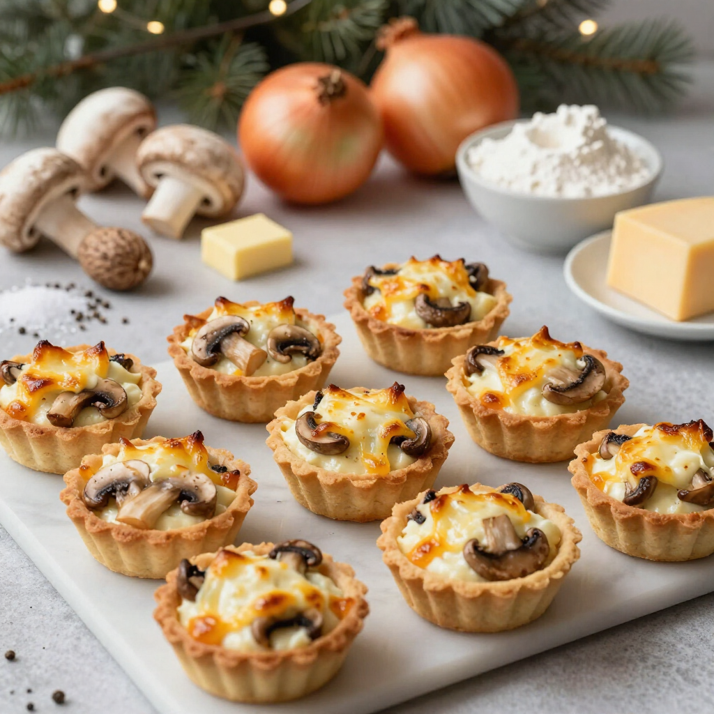 Жульен из шампиньонов в тарталетках.