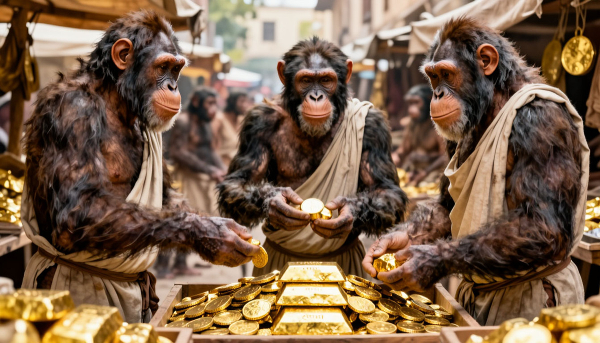 историческое фото: "Пятикантропы на рынке золота"