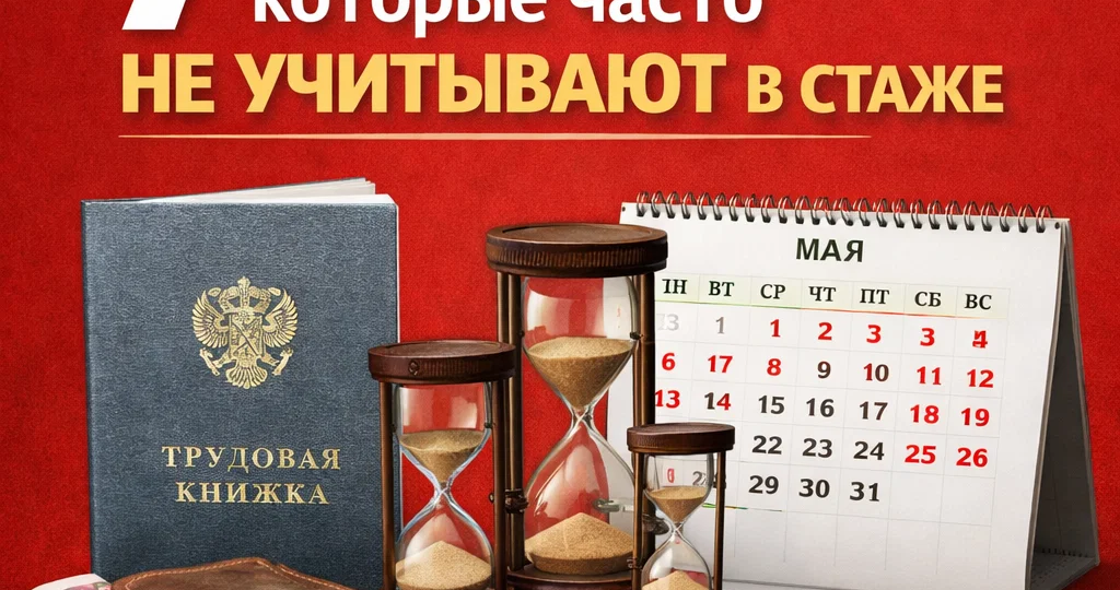 7 ПЕРИОДОЙ, КОТОРЫЕ ЧАСТО НЕ УЧИТЫВАЮТ В СТАЖЕ - И ИЗ-ЗА ЭТОГО УМЕНЬШАЕТСЯ ПЕНСИЯ.