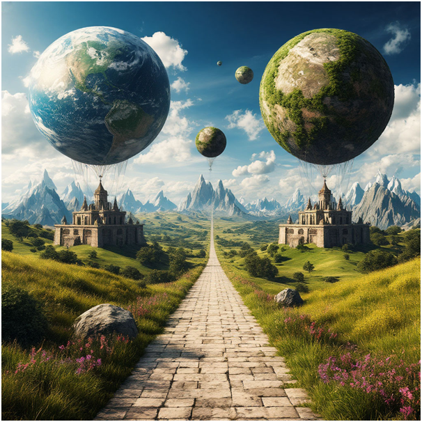 Сгенерировано ИИ- параллельные миры.