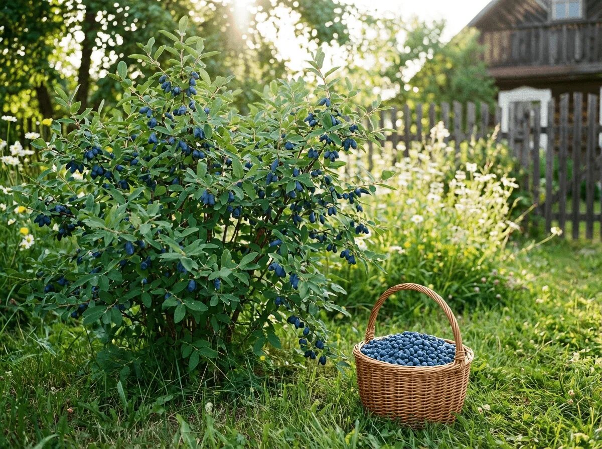 Есть сорта жимолости с неосыпающимися ягодами, долго висящими на ветках