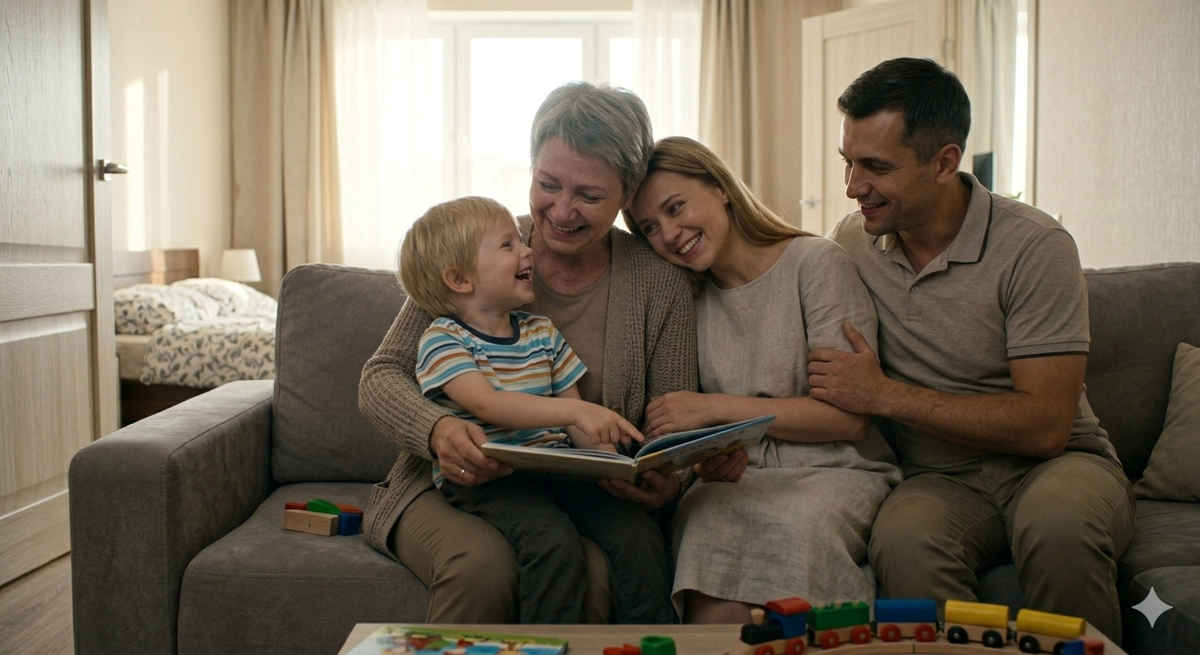 Счастливая семья. Фото от Gemini