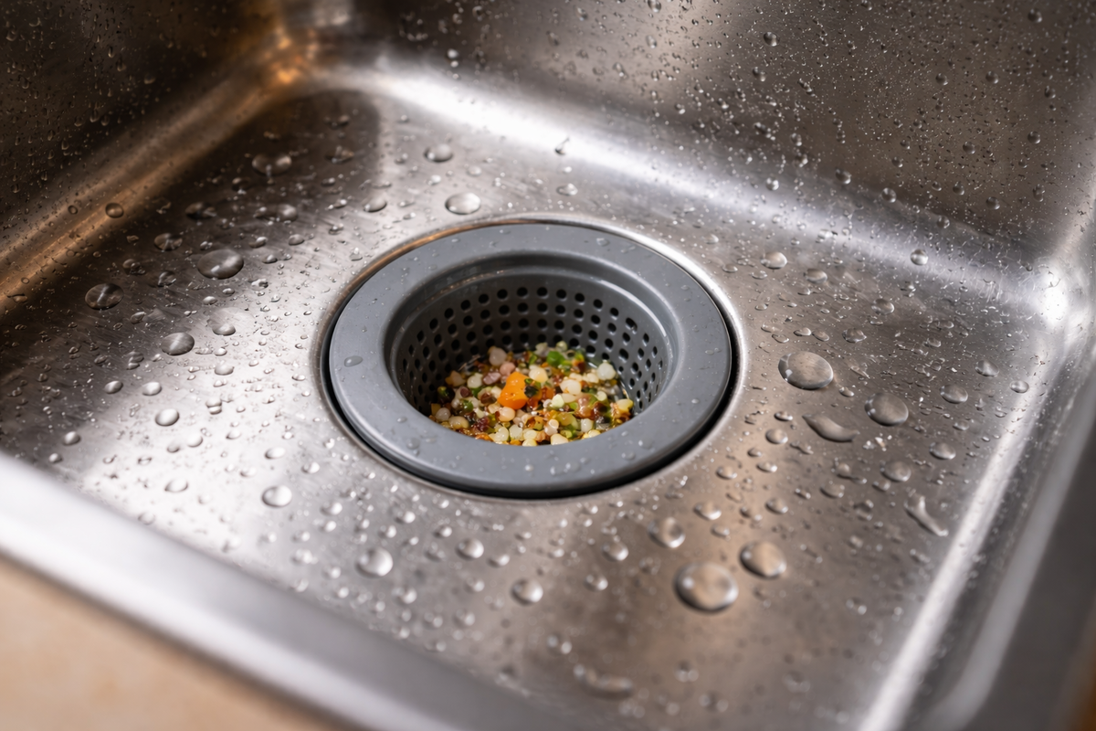 📸 Фото: раковина крупным планом, установлен силиконовый фильтр.