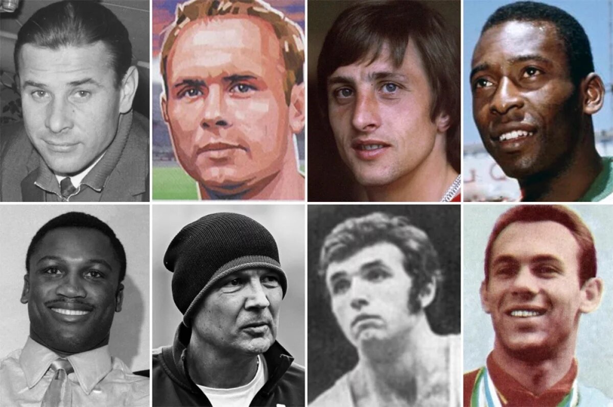    Лев Яшин, Эдуард Стрельцов, Йохан Кройф, Пеле, Джо Фрейзер, Синиша Михайлович, Александр Белов, Валерий Брумель.