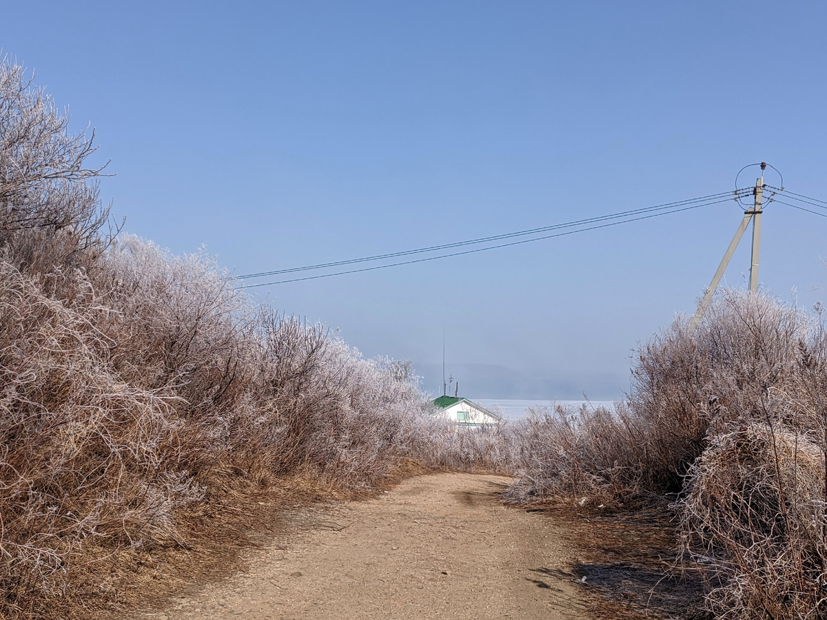 Кусочек зелëной крыши дома смотрителя маяка Россета и кусочек Амурского залива — волнительная картина в любое время года. 