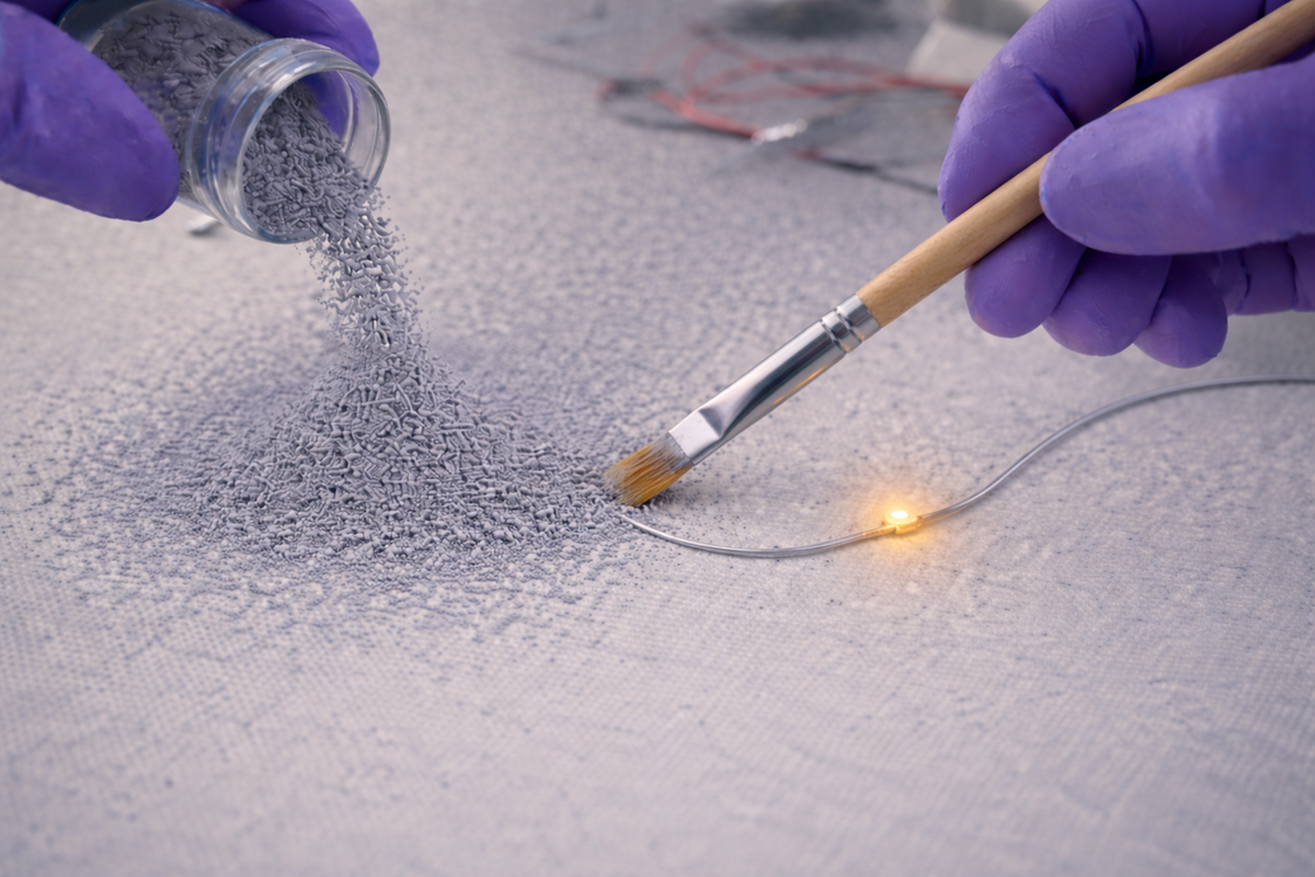 Электронная схема, созданная с помощью порошка из жидкого металла (изображение сгенерированно ИИ) [Предоставлено KAIST]