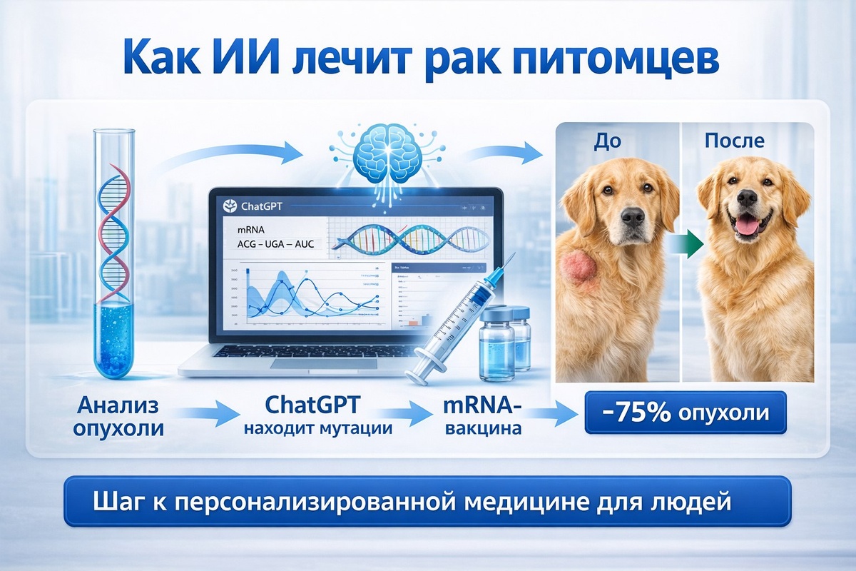 Схема создания вакцины от рака с помощью искусственного интеллекта.
