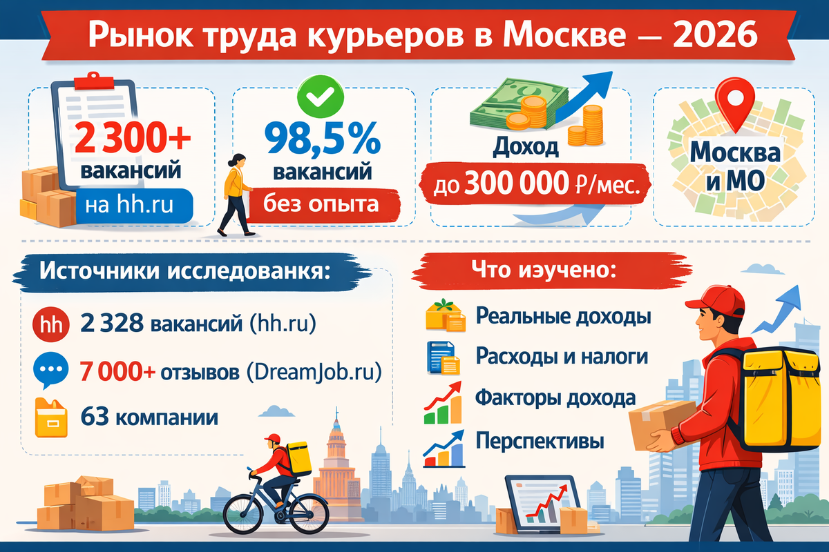 Инфографика: Рынок труда курьеров в 2026 году
