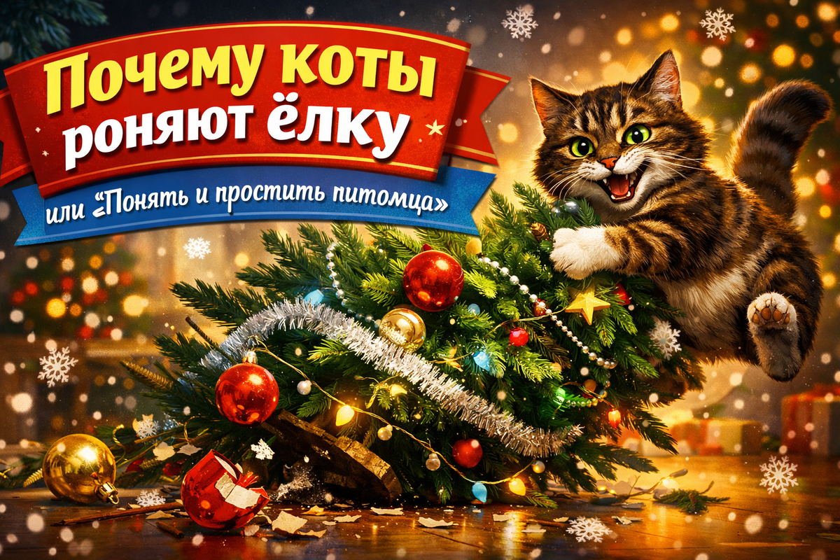 Почему коты роняют ёлку, или «Понять и простить питомца»