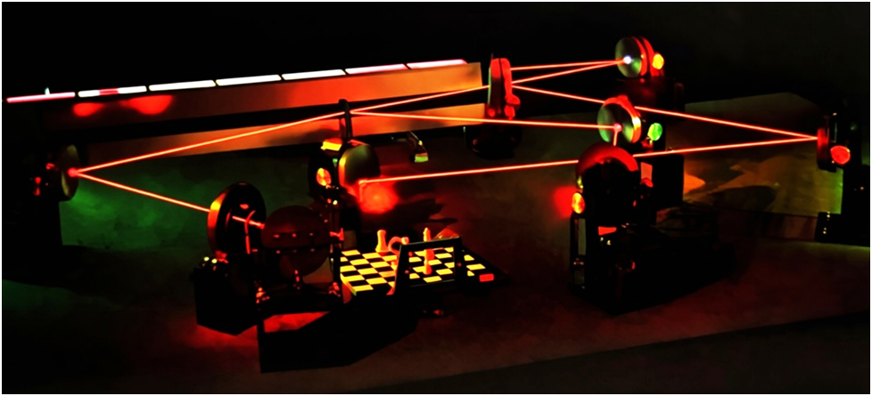 Реальная установка записи  первых внеосевых голограмм.