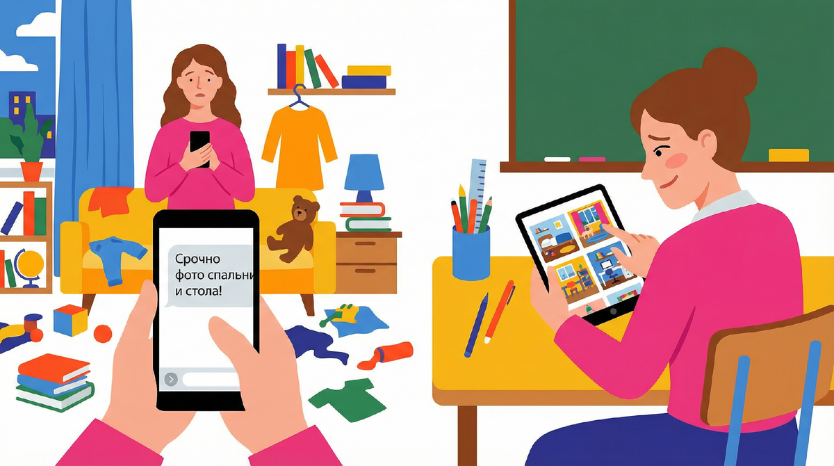 📸 «Родители, до пятницы сдайте фото жилья: кровать ребенка, стол, вашу спальню!» — прилетело в чат от классной. Я перечитала три раза. Это шутка? А все родители молча сфотографировали. 