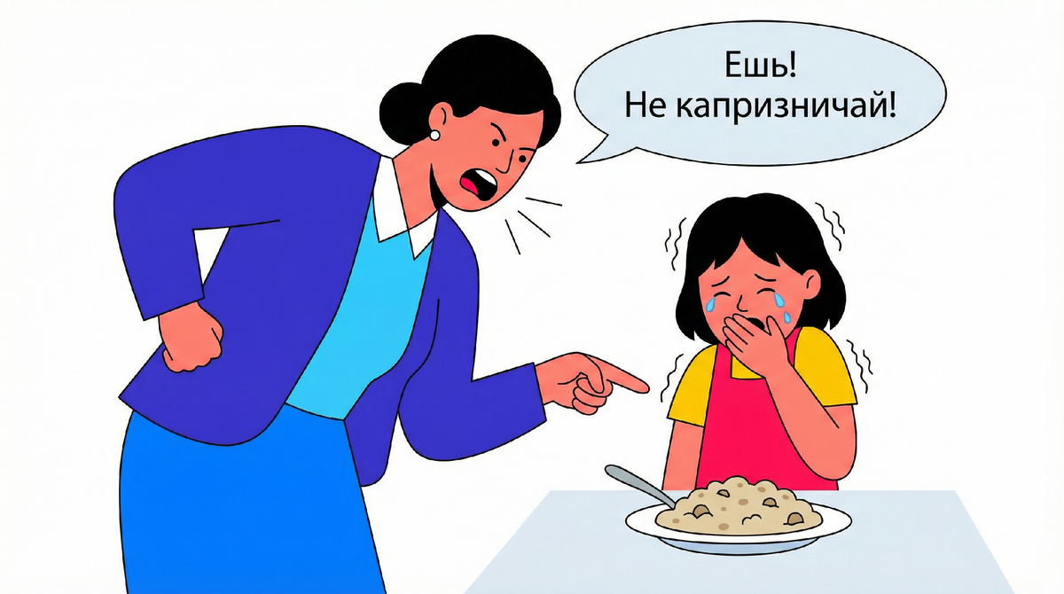 🥣 «Ешь нормально! Сколько можно капризничать! Гастрит заработаешь, а я виновата буду!» — орала учительница на мою дочь в столовой. Ей 8 лет. Она не любит каши. Не аллергия — просто не ест.