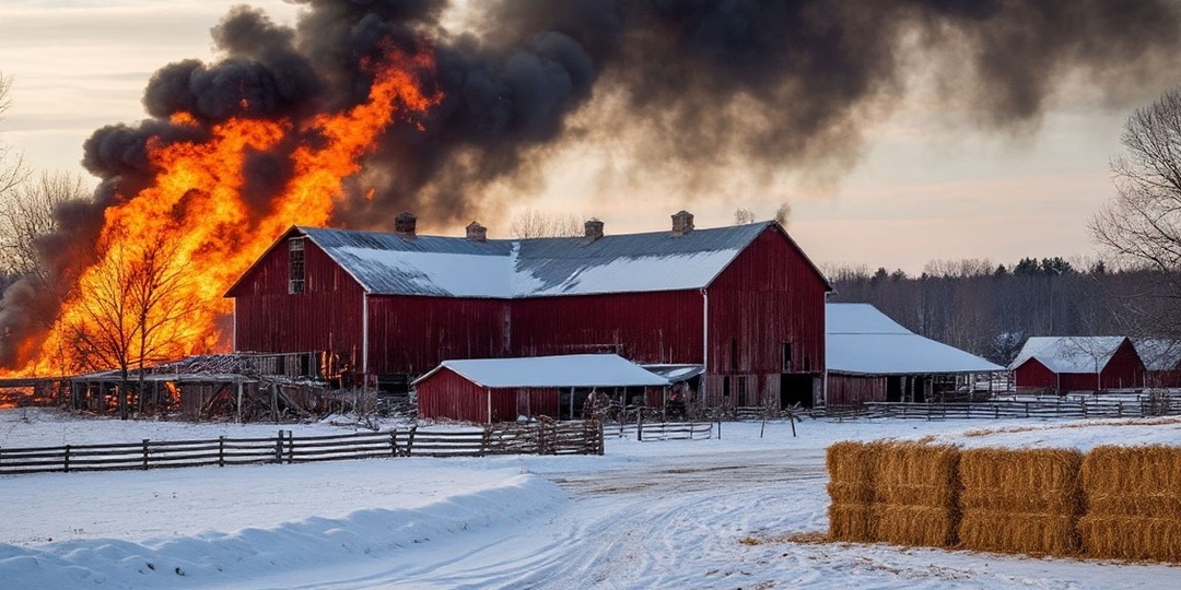 При пожаре на ферме в Тогучинском районе погибли 104 теленка