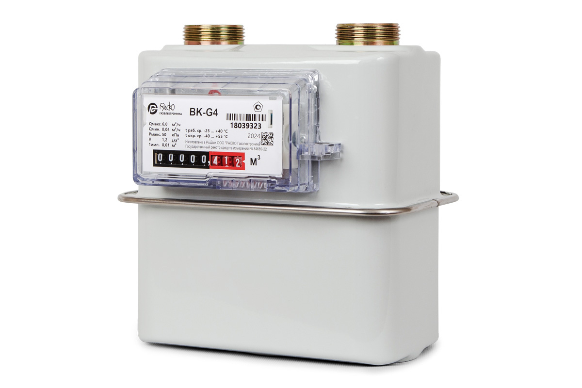 Рис. 1. Диафрагменный счетчик газа ВК-G4 производства завода
«РАСКО Газэлектроника» (г. Арзамас)