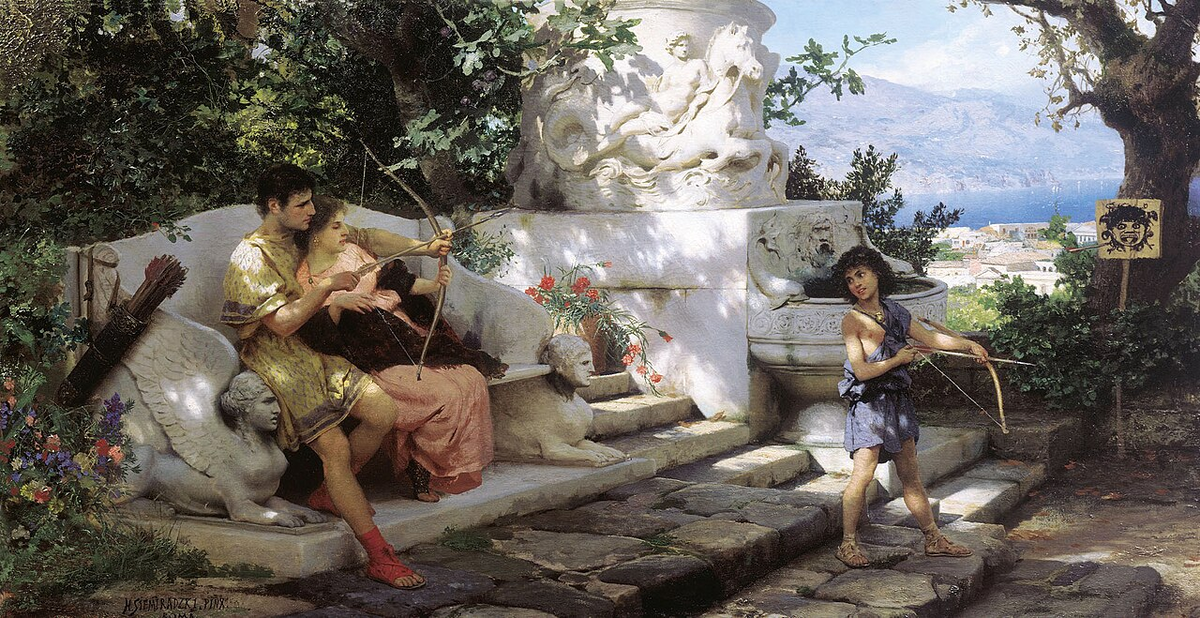 Картина "Опасный урок", художник Г.Семирадский, 1880-е годы