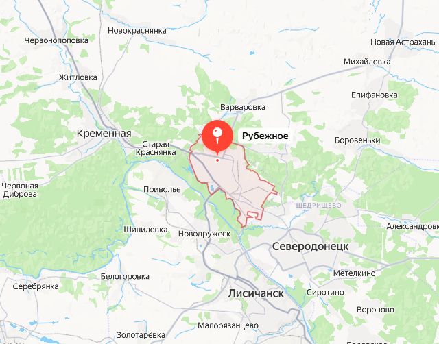 Рубежное на карте