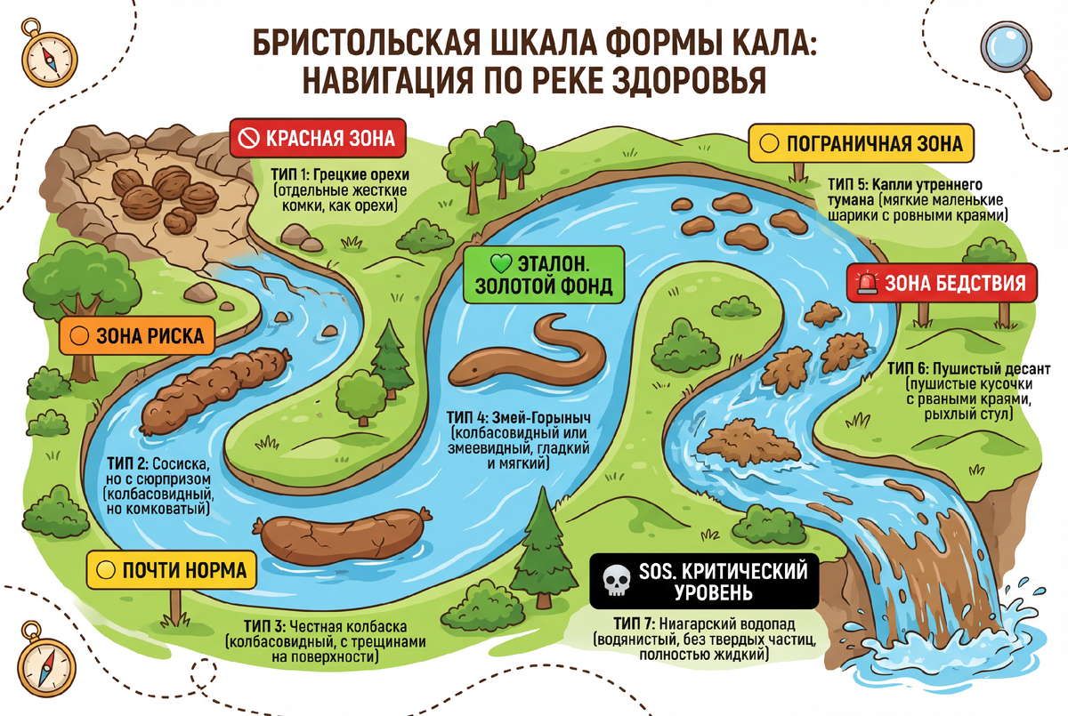 Вот как красиво мы переработали классическую Бристольскую шкалу с "НаноБананой". Сравните со скучной классикой: 