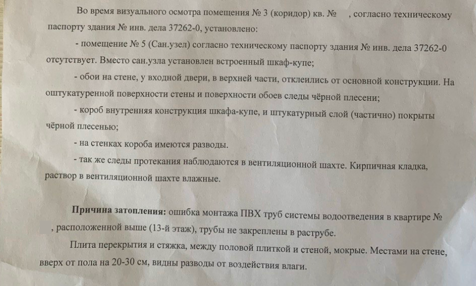 Фрагмент акта ТСЖ