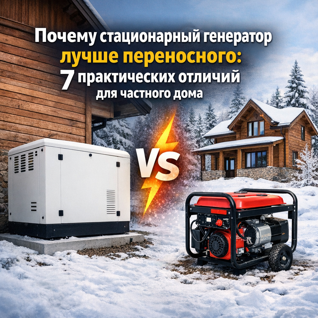 Стационарный генератор лучше переносного, почему?