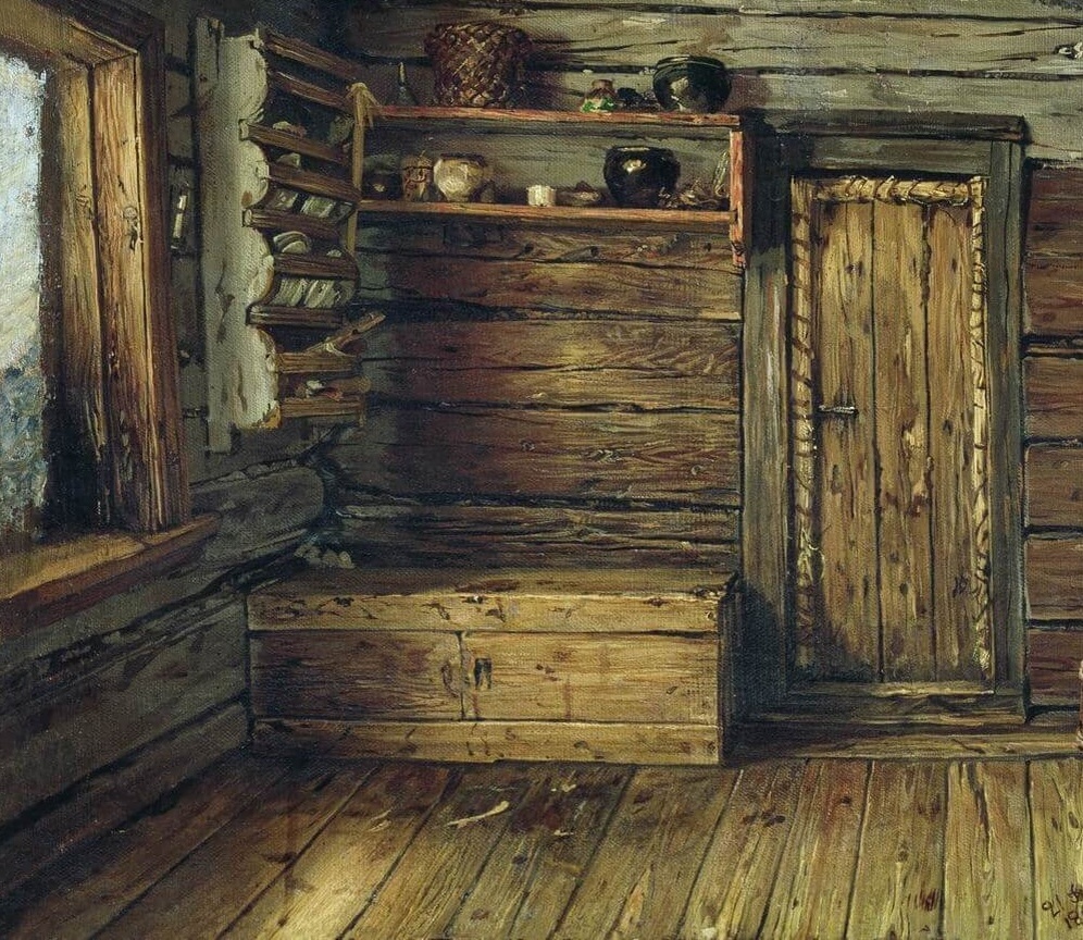 Картина Василия Максимова - Внутренний вид избы (фрагмент)