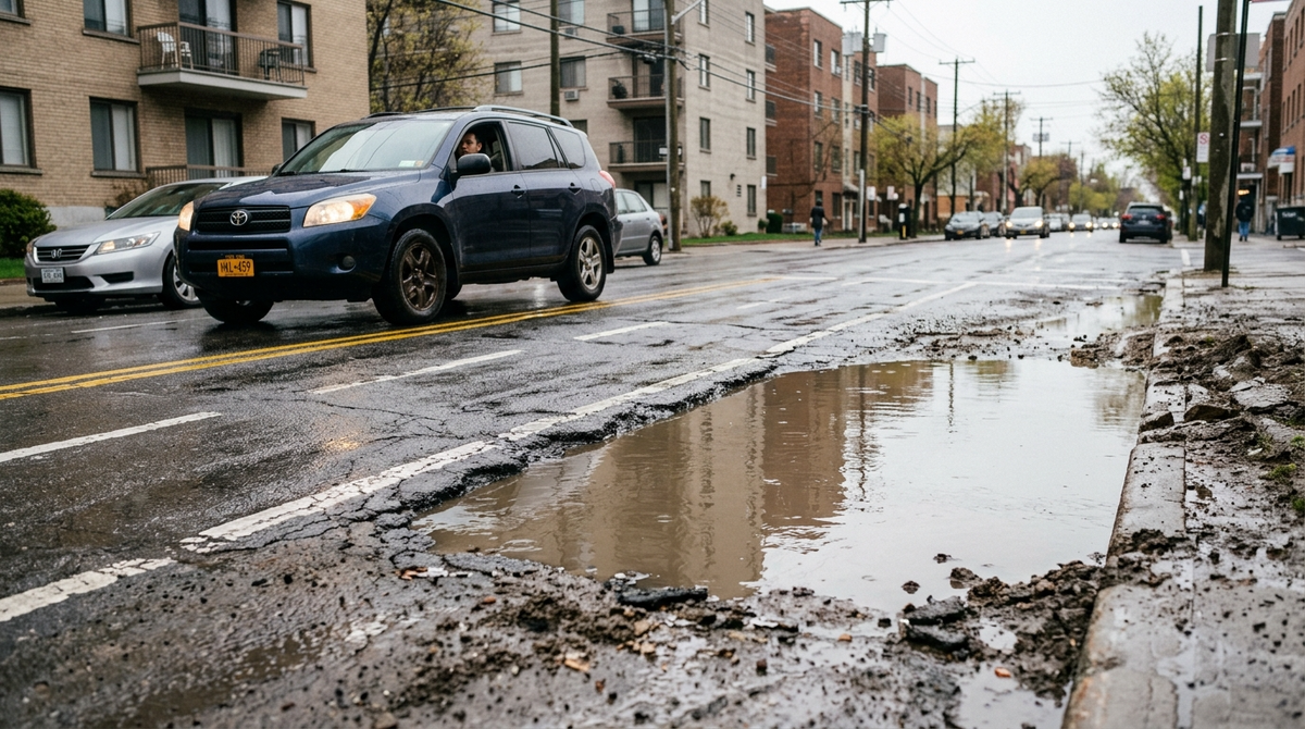 Весенние дорожные ловушки - лужи скрывают ямы