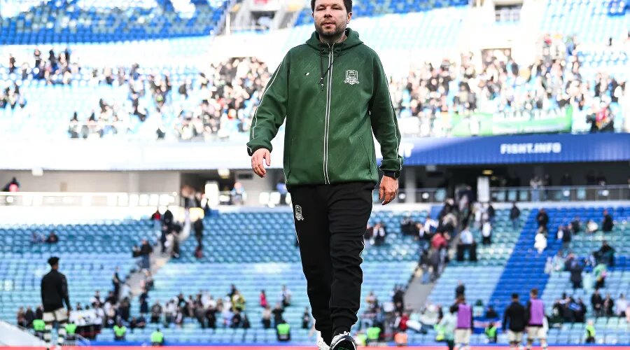     Главный тренер ФК «Краснодар» Мурад Мусаев после гостевого матча с «Сочи», 14 марта 2026 года Фото пресс-службы ФК «Краснодар»