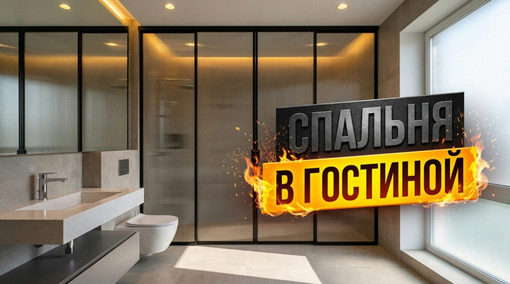    Разделение пространства спальни и гостиной декоративной перегородкой GarderobSystem