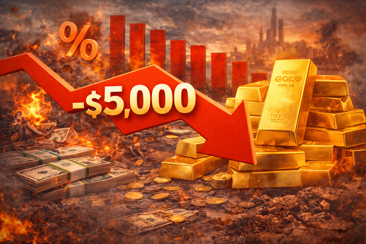 Золото упало ниже $5000 за унцию