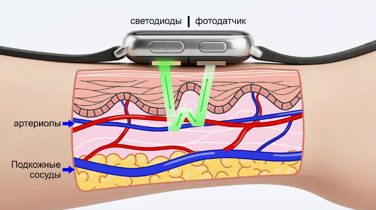 Механизм измерения сатурации с помощью часов