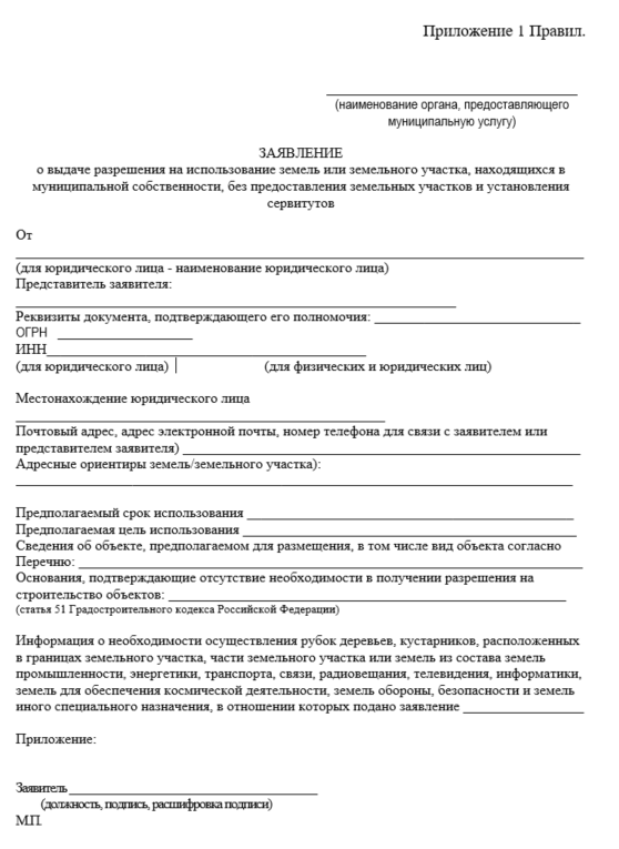 Рисунок 1 – Форма заявления