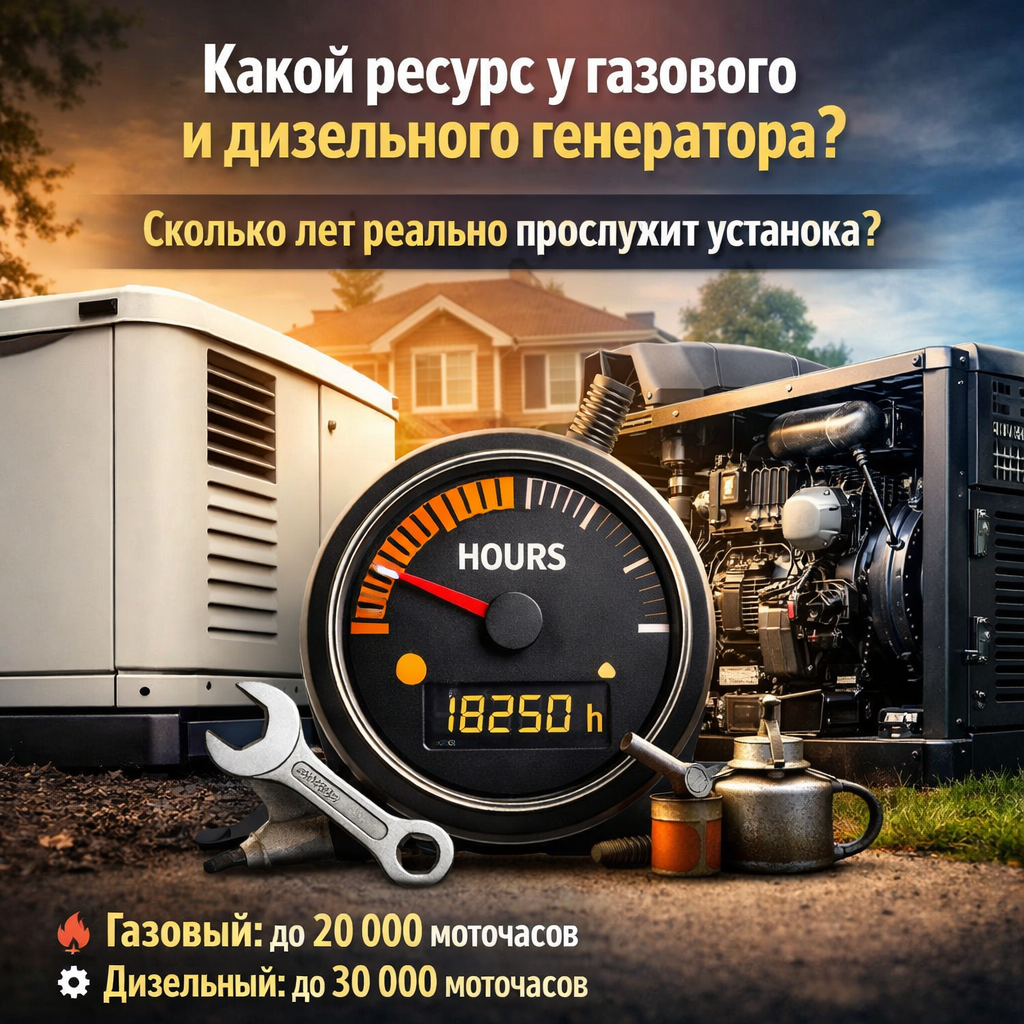 Ресурс газового и дизельного генератора, у кого больше?