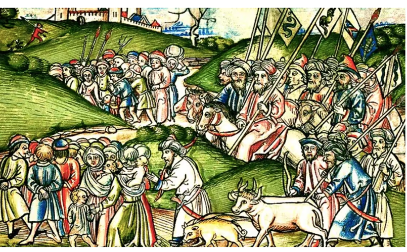 Отдельной статьей доходов была торговля невольниками. Доставляли их монголы (как на этой миниатюре), и другие «поставщики», но основная прибыль находилась в руках посредников-генуэзцев: они получали «товар» по максимально низкой ставке и продавали втридорога уже в Европе. Миниатюра взята с https://londoncult.co.uk/genuezskij-krym-i-strana-gazariya/