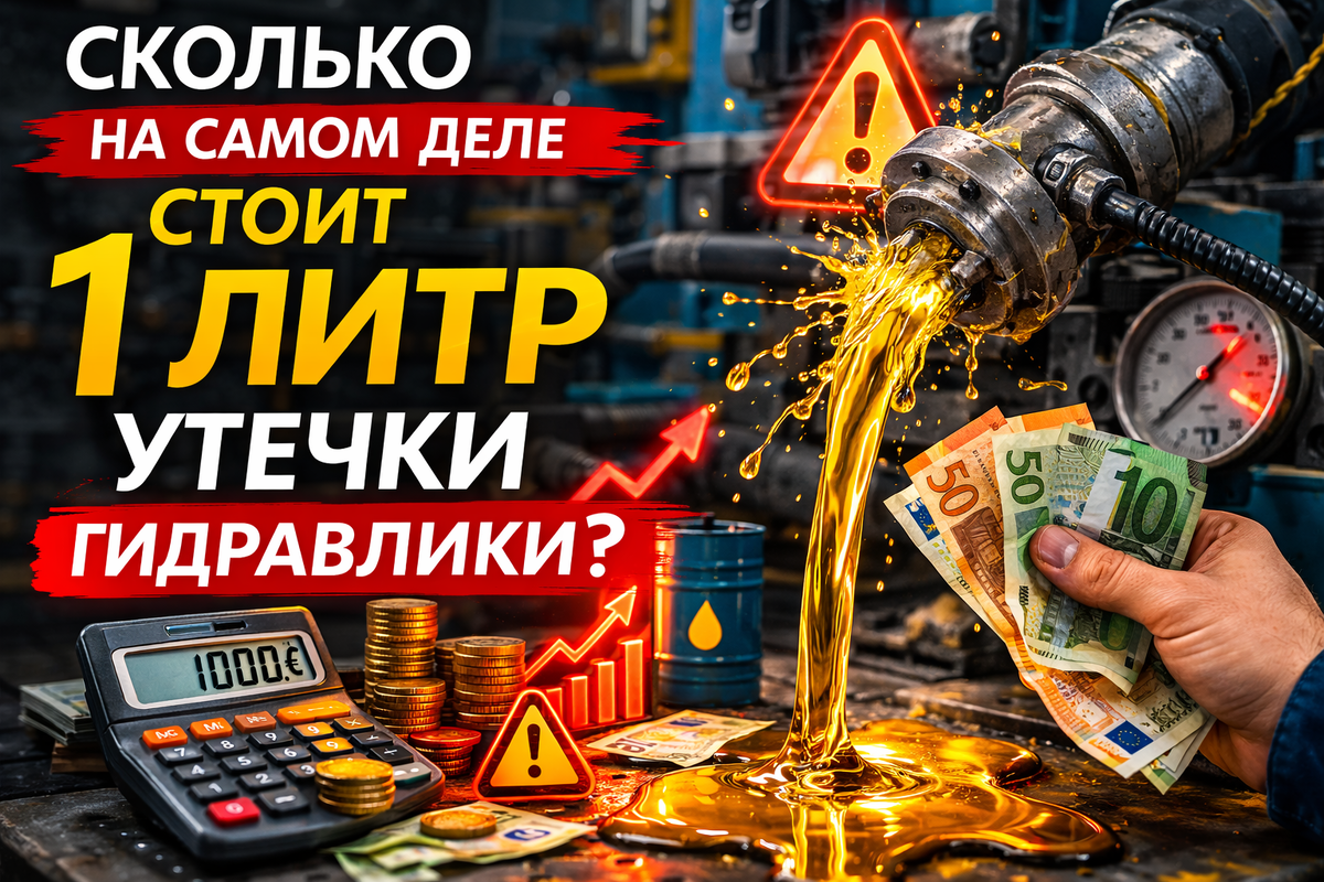 Сколько на самом деле стоит 1 литр утечки гидравлического масла? Намного больше, чем кажется. В статье приведён полный инженерный расчёт реальной стоимости утечки гидравлики: цена масла, потери энергии, простой промышленного оборудования, расходы на уборку и утилизацию, а также возможные экологические штрафы. Вы узнаете, почему даже небольшая утечка в гидравлической системе может обойтись предприятию в сотни или тысячи евро, какие факторы увеличивают потери и как инженеры снижают риски утечек в промышленной гидравлике. Практический материал для инженеров, механиков и специалистов по эксплуатации гидравлических систем и промышленного оборудования.