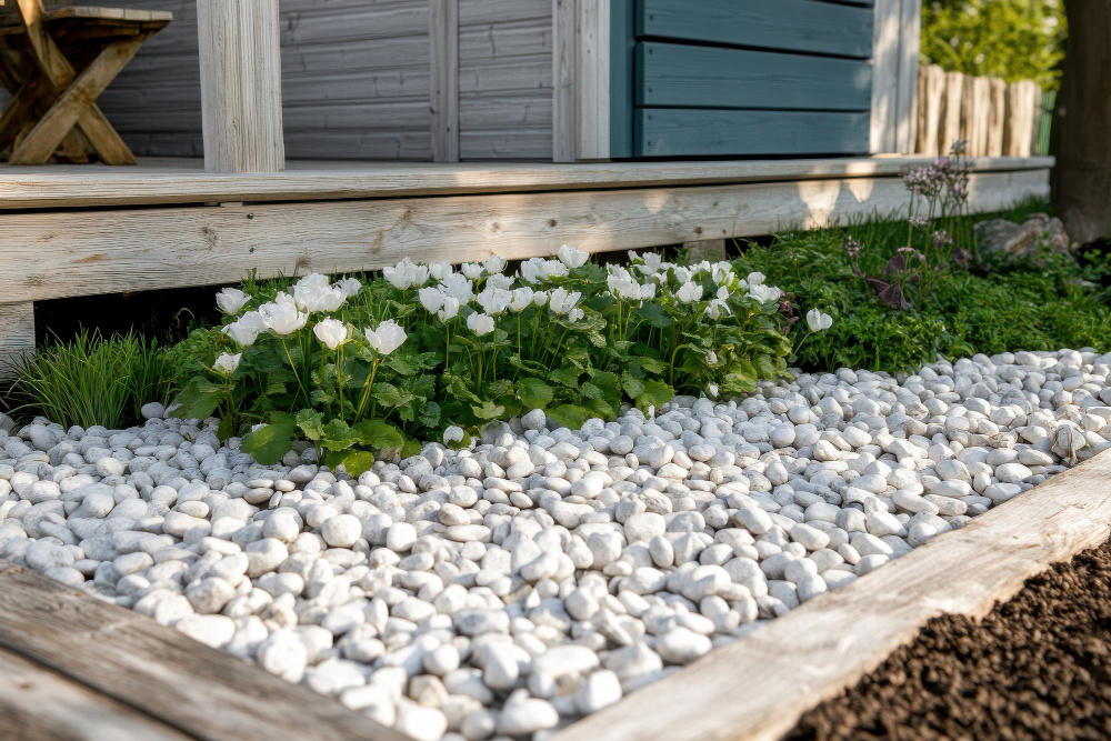 Вариант небольшого гравийного миксбордера на участке