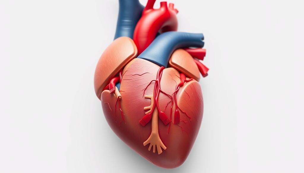    Иллюстрация человеческого сердца, показывающая четыре камеры и ток крови, подчеркивающая роль левого предсердия и левого желудочка в обогащении кислородом.