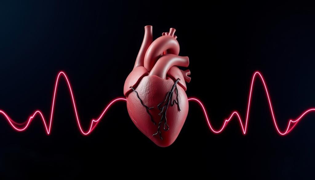    Артистическое представление сердечного цикла, иллюстрирующее систолу и диастолу с акцентом на сокращение и расслабление сердечных мышц.