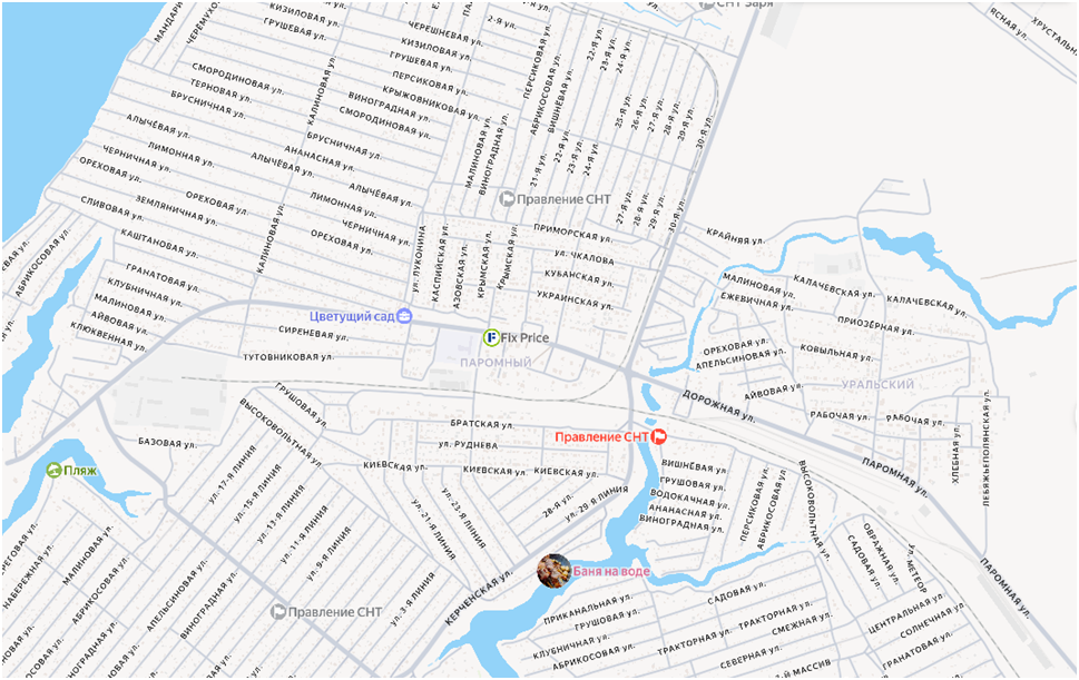 Паромный посёлок на карте города Волжского.