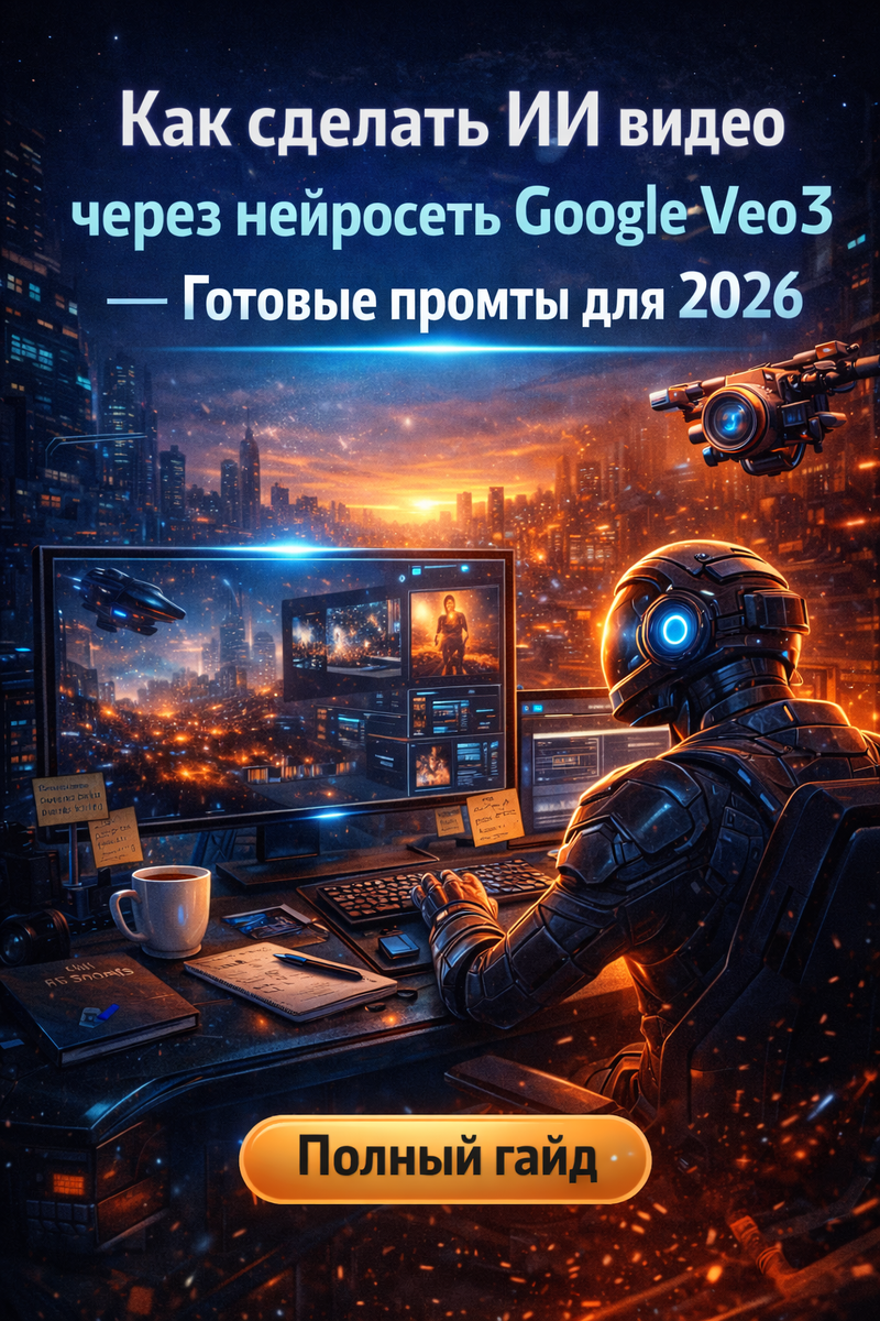 Как сделать ИИ видео через нейросеть Google Veo 3.1 - Готовые промты для генерации видео в 2026